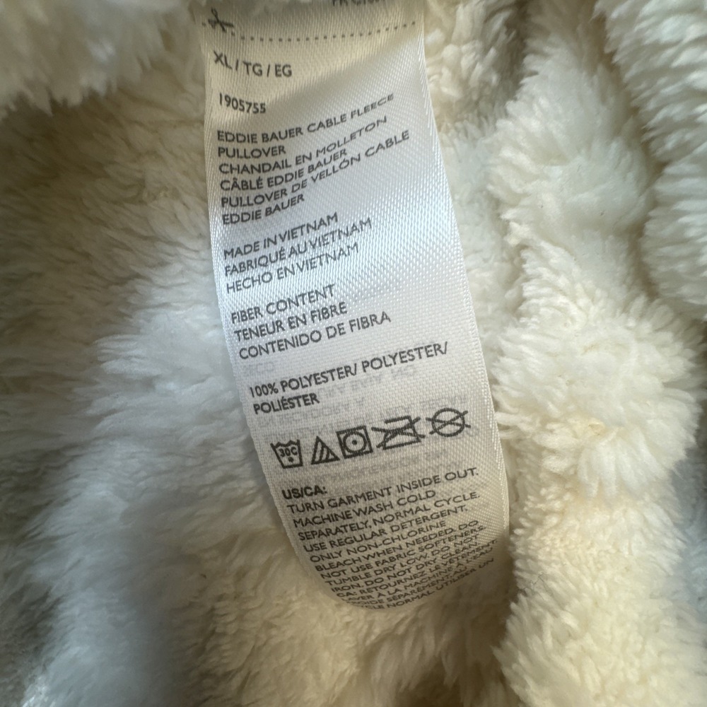 Eddie Bauer Womens Ultrasoft Cable Fleece Pullover Ivory XL 1905755 - Picture 4 of 9